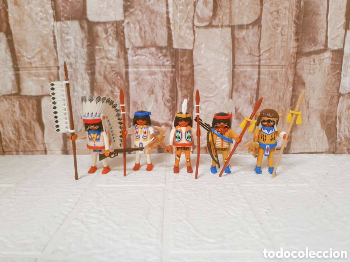 Playmobil: PLAYMOBIL FIGURAS INDIO COMPLETO CAMPAMENTO POBLADO 3250 THUNDER PLUMA LANZA TOCADO CINTA ARCO RIFLE