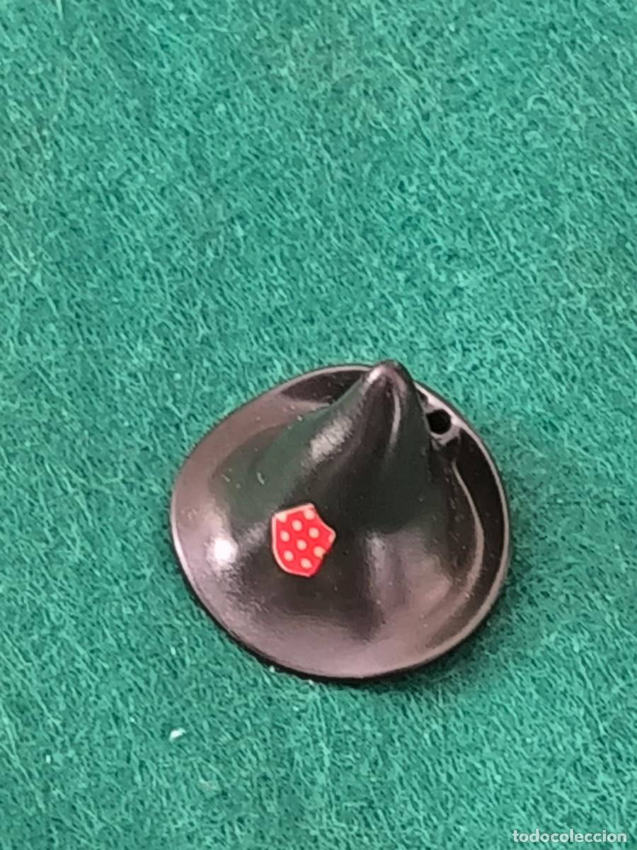 Playmobil: Playmobil sombrero negro verdoso con pico agujero pluma remiendo bandido medieval bruja hechicero