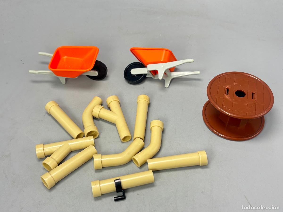 Playmobil: Playmobil lote tuber&iacute;a obra con carretilla y bobina manguera obra