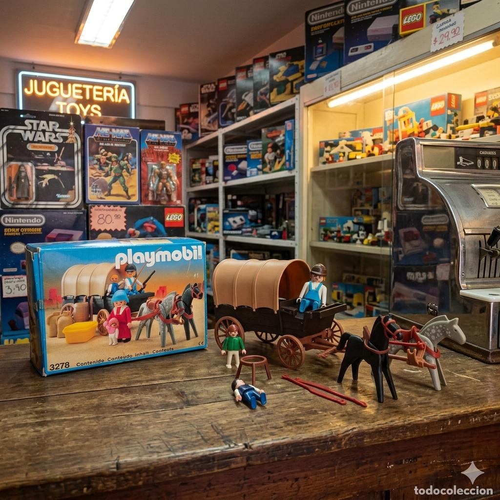 Playmobil: CARRETA COLONOS, PLAYMOBIL REF 3278, CAJA EN BUEN ESTADO, CON LOS ACCESORIOS QUE SE APRECIAN EN LAS