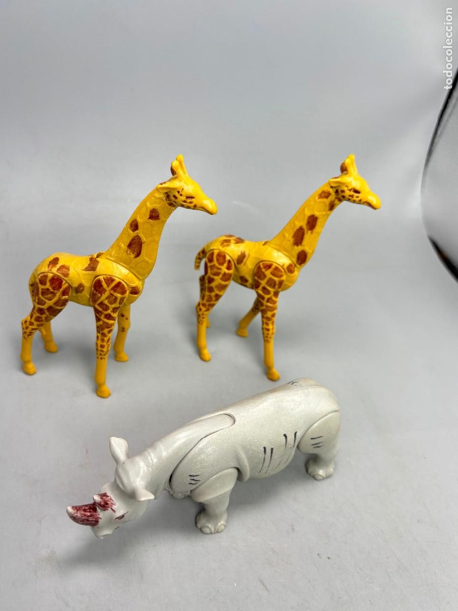 Playmobil: Playmobil lote jirafa con defecto y rinoceronte del safari zoo
