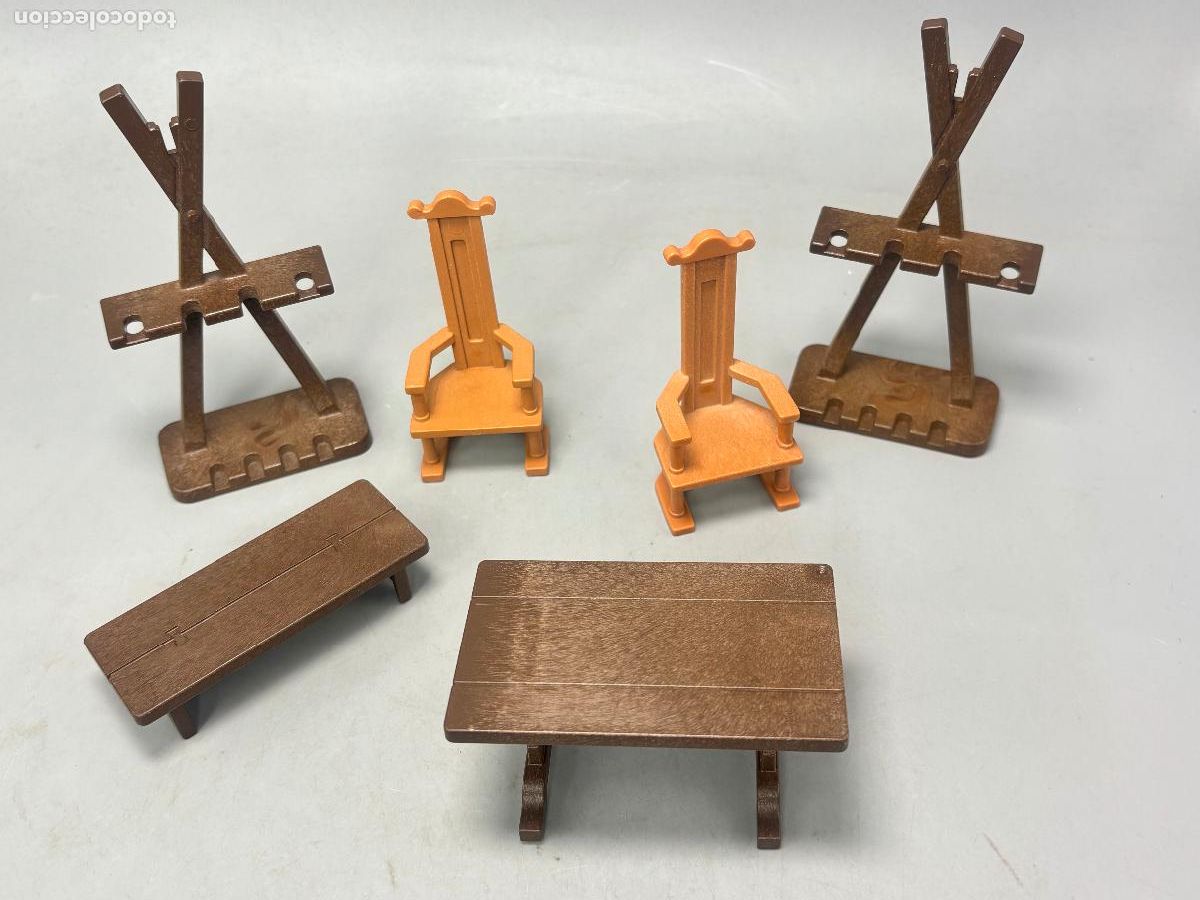 Playmobil: PLAYMOBIL lote mesa silla banco armero medieval