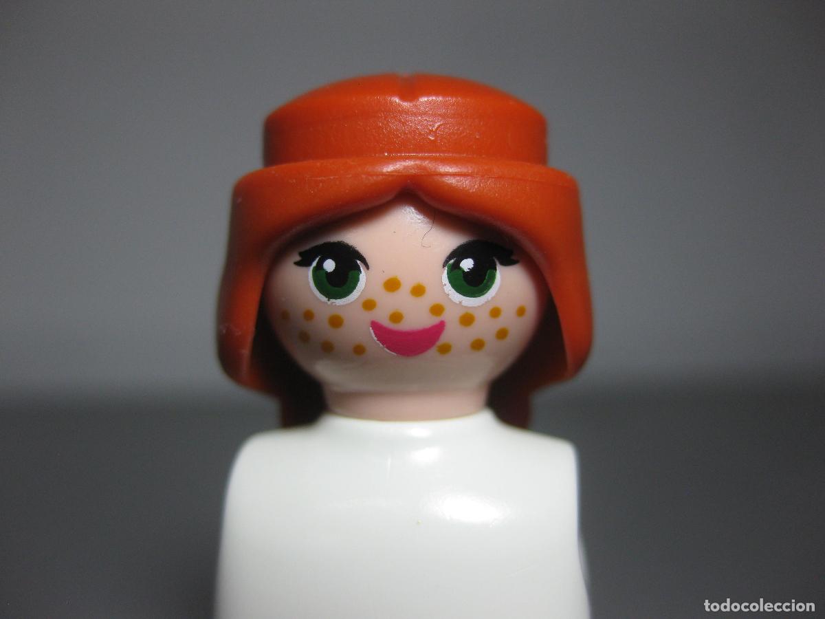 Playmobil: PLAYMOBIL cabeza RECAMBIO cara expresiva pecosa ojos VERDES MUJER + PELO -las dos cosas-
