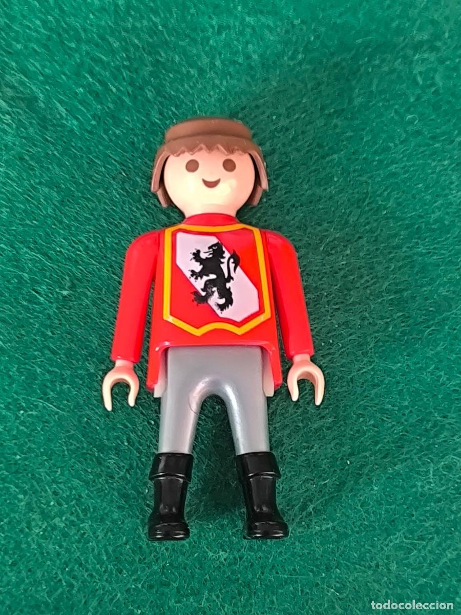 Playmobil: playmobil figura caballero medieval rojo negro plateado le&oacute;n rampante en pecho y espalda vikingos