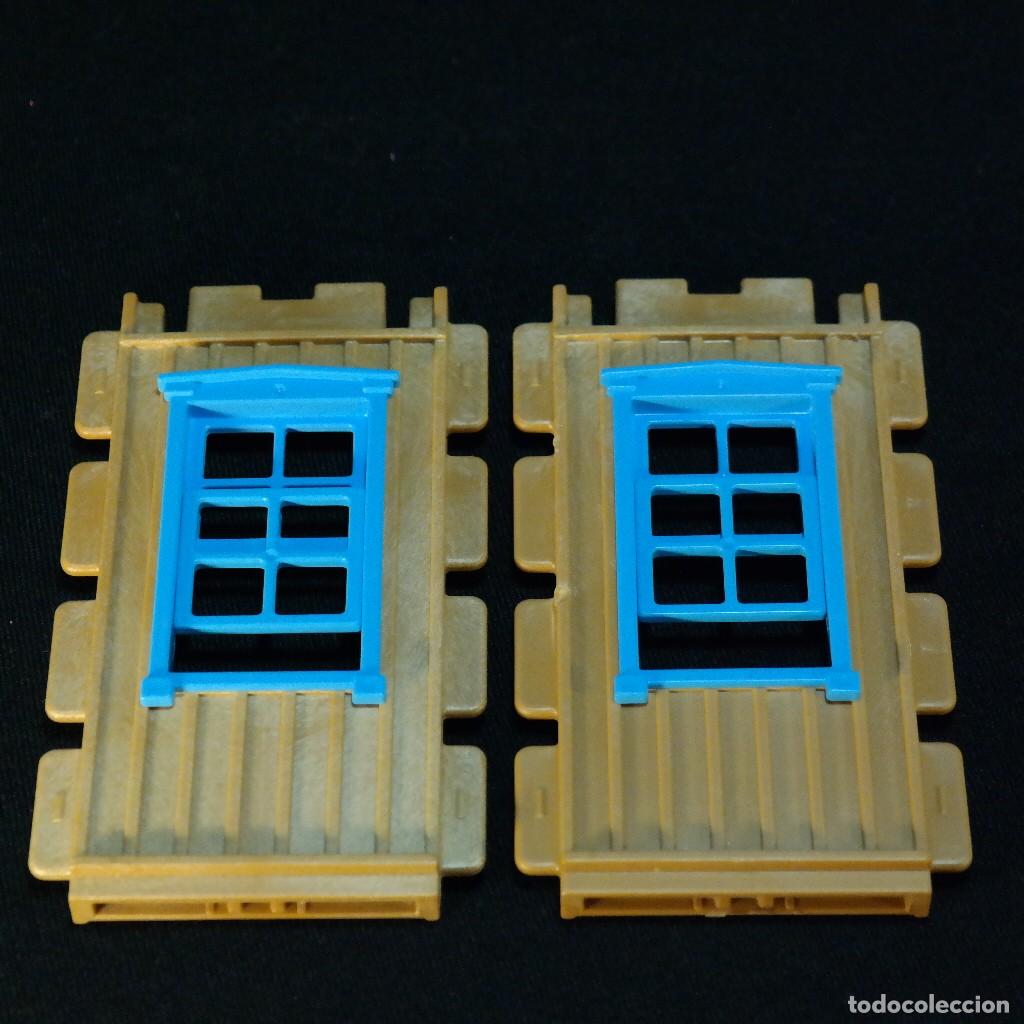 Playmobil: Playmobil 2 paredes marron con ventanas steck ☼