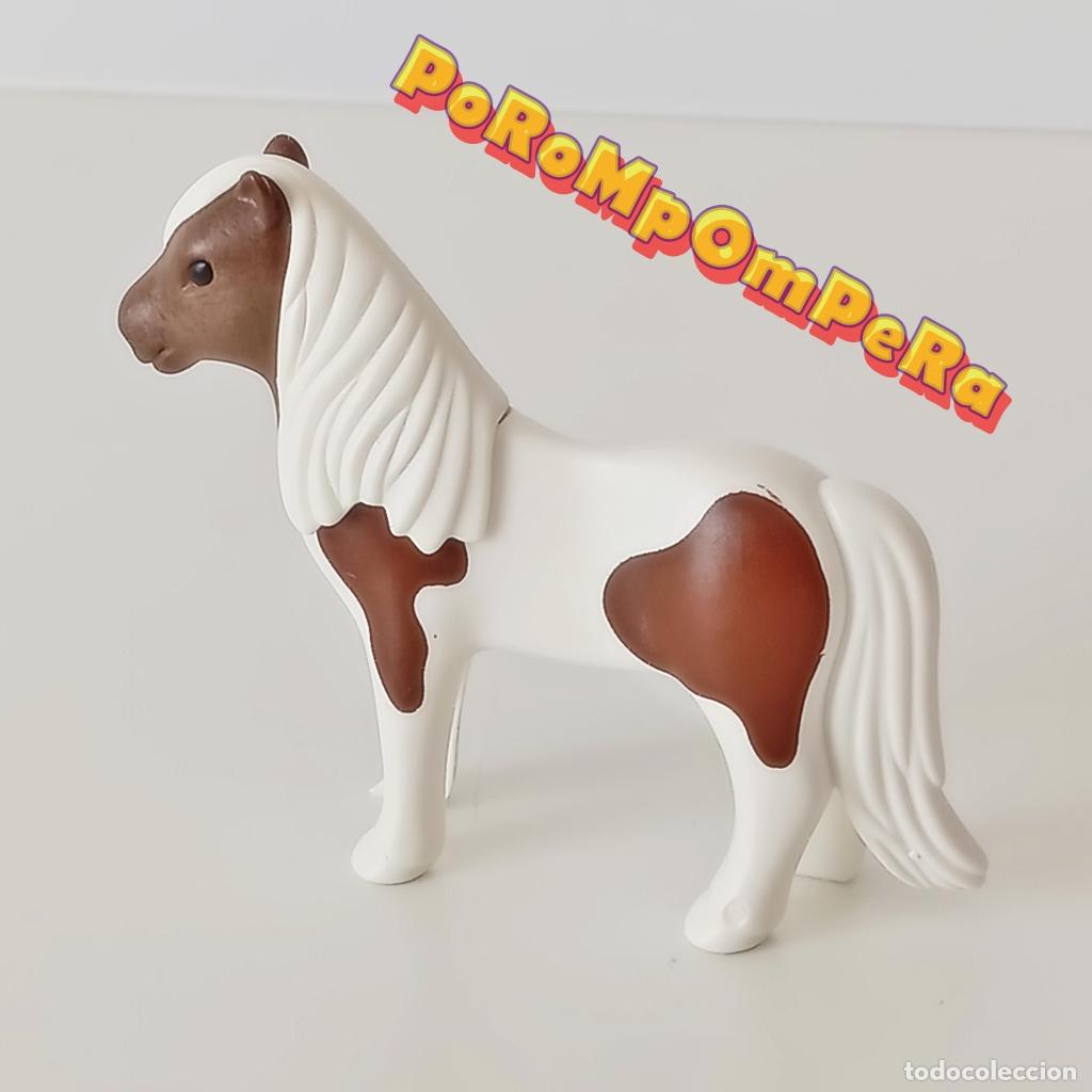 Playmobil: PLAYMOBIL POTRO BLANCO-MARR&Oacute;N CRIN LARGA CR&Iacute;A CABALLO MODERNO OESTE GRANJA MEDIEVAL ROMANO S6