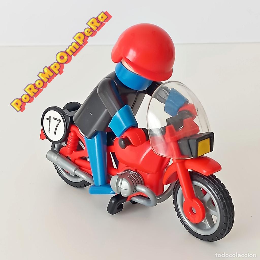 Playmobil: PLAYMOBIL MOTORISTA &Eacute;POCA 3565 FIGURA PILOTO MOTO MOTOCICLETA A&Ntilde;OS 80 S3