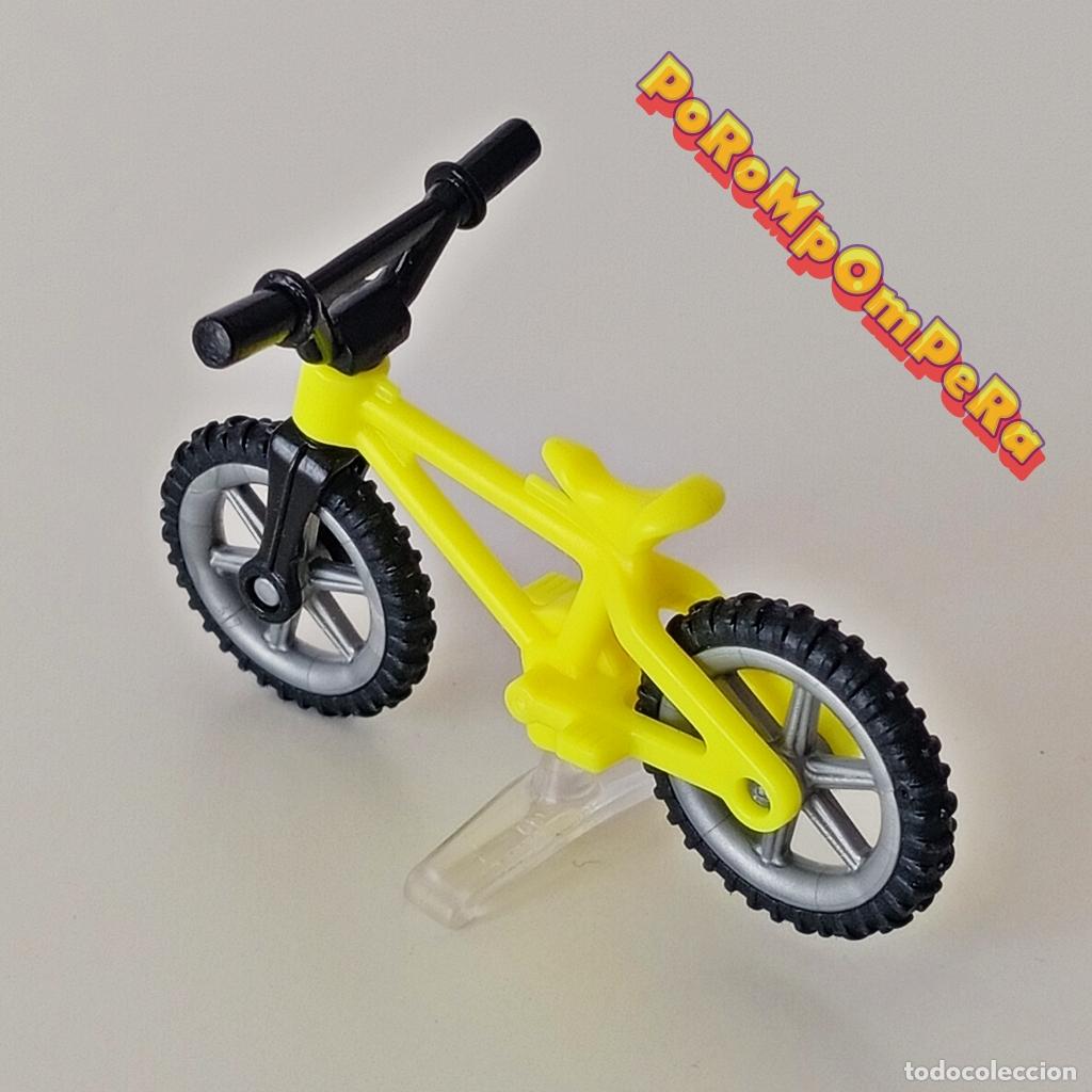 Playmobil: PLAYMOBIL BICICLETA AMARILLO N&Eacute;ON INFANTIL + SUJECI&Oacute;N BICI NI&Ntilde;O S1