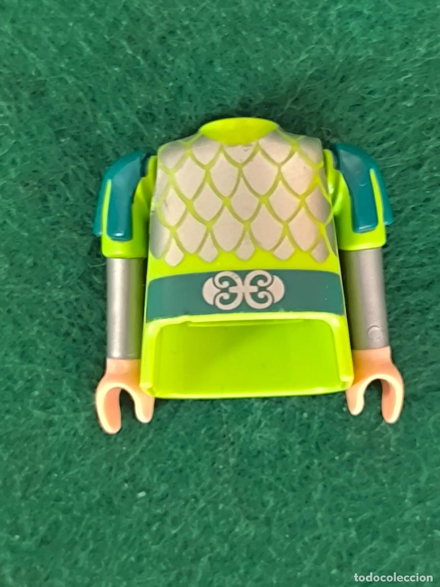 Playmobil: Playmobil cuerpo torso verde escamas plata elfos enanos medieval con brazos antracita vikingos
