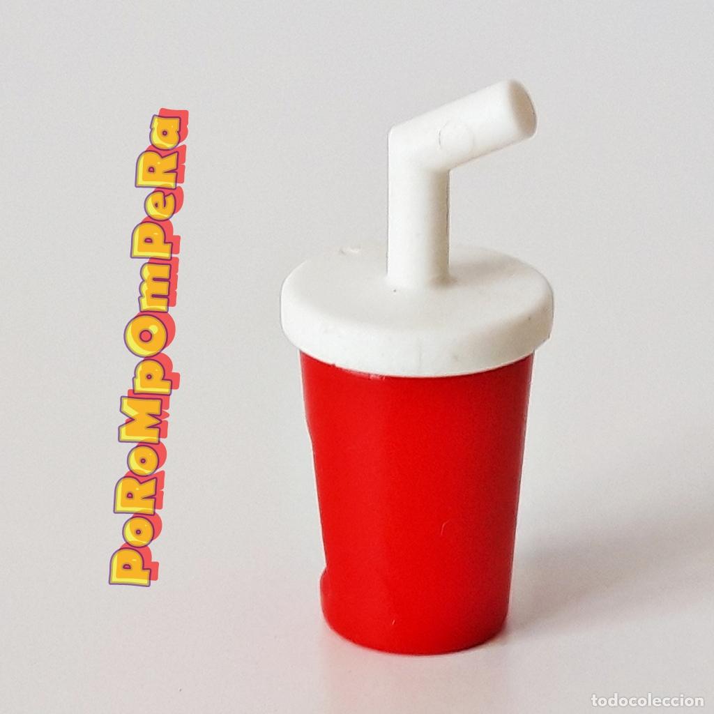 Playmobil: PLAYMOBIL VASO DE REFRESCO ROJO CON PAJITA COMIDA R&Aacute;PIDA FAST FOOD TRUCK BAR RESTAURANTE N1