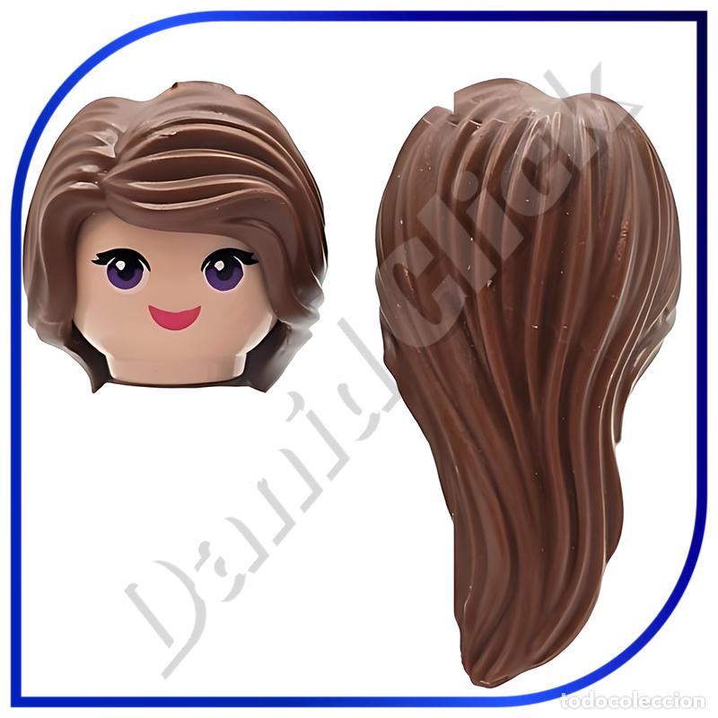 Playmobil: PLAYMOBIL CABEZA CON PELO MARR&Oacute;N LARGO