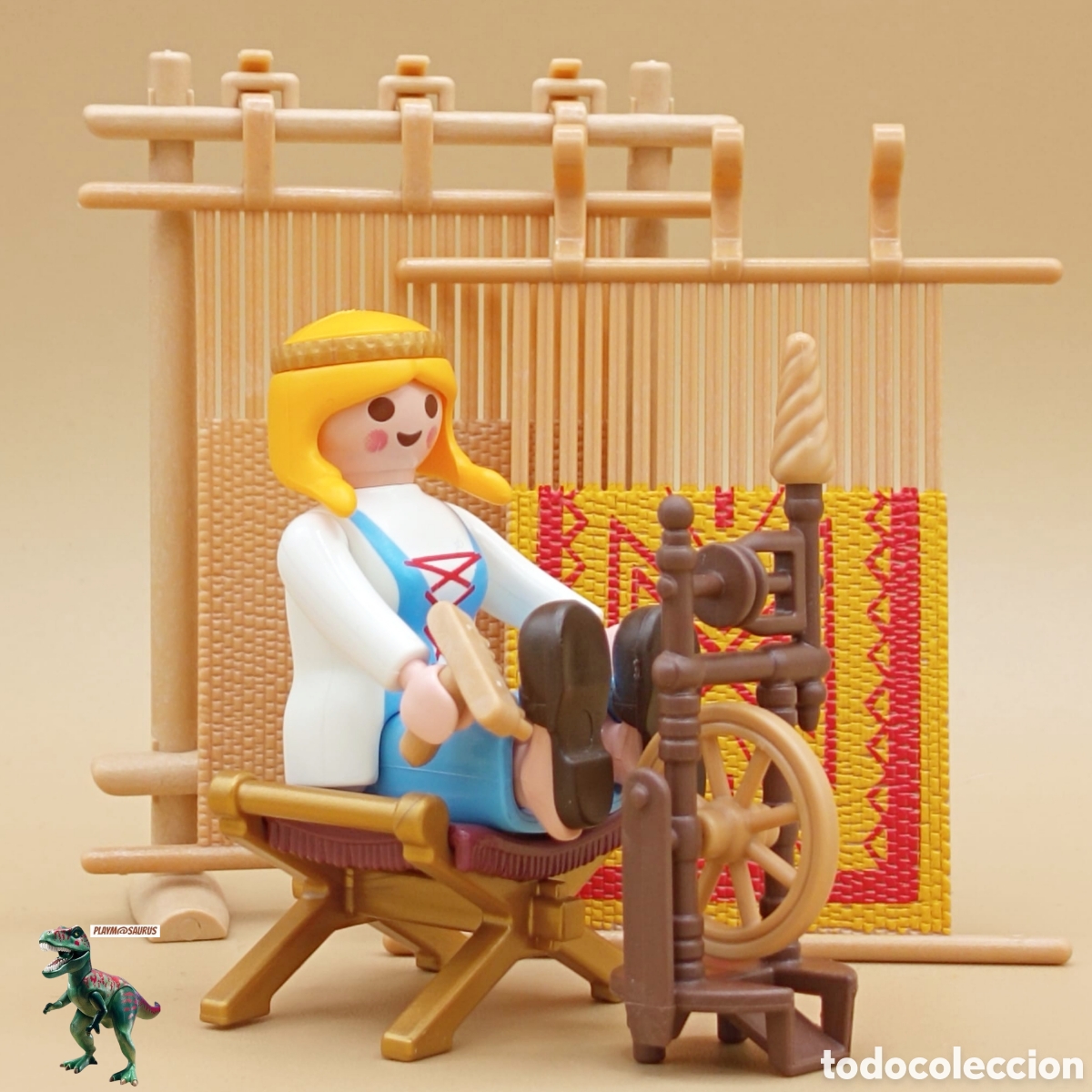 Playmobil: Playmobil diorama medieval doncella dama sirvienta hilandera rueca tapiz mujer castillo