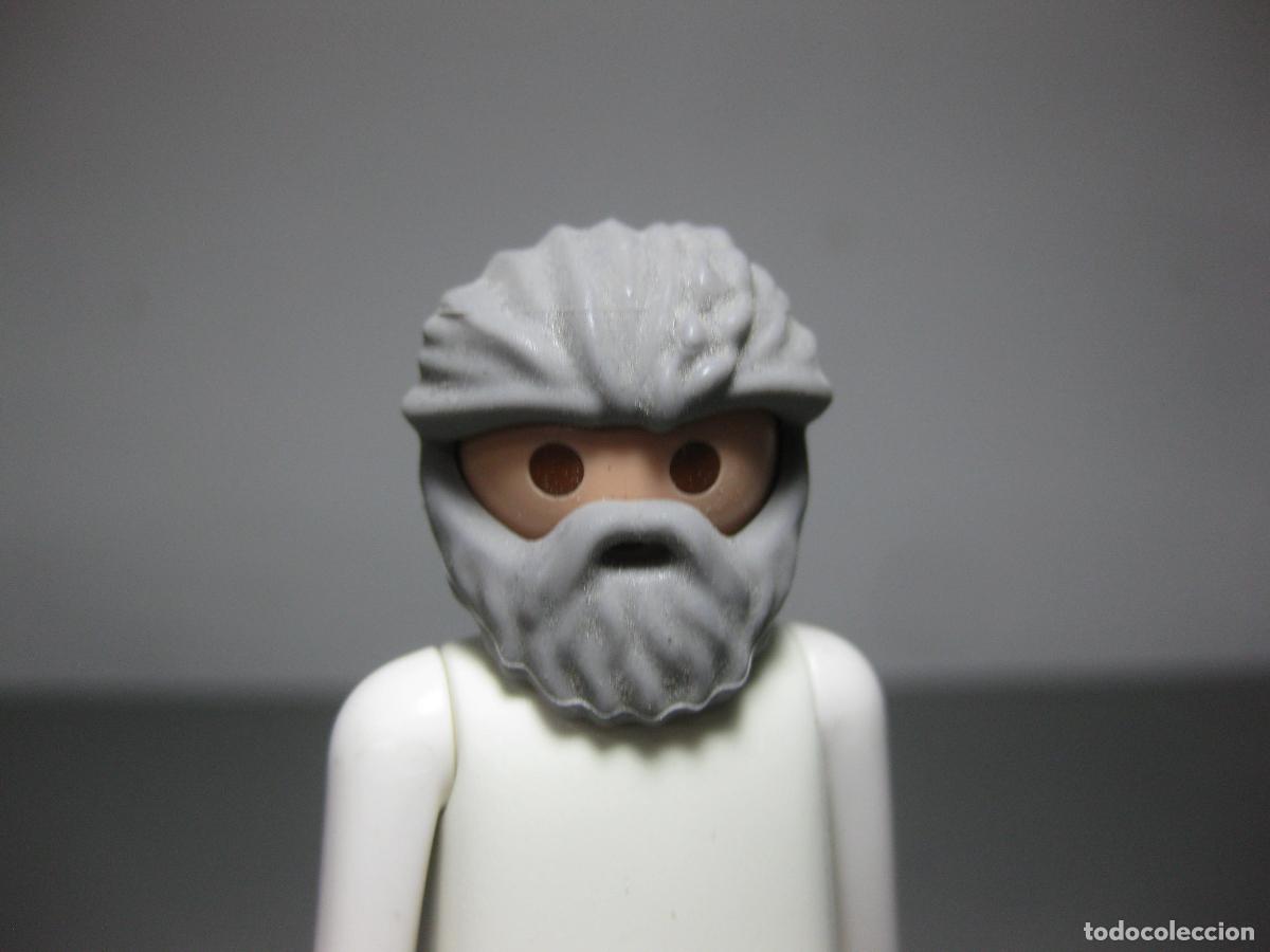 Playmobil: playmobil 1 pelo peluca CON BARBA gris anciano DE GOMA RECAMBIO -figura no incluida- solo pelo