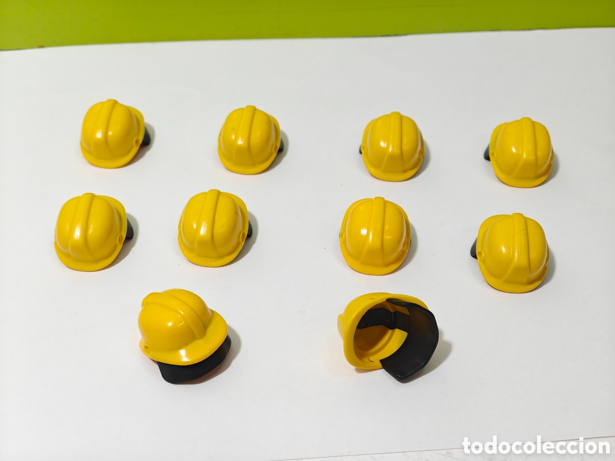 Playmobil: playmobil lote 10 cascos de bombero sin visera, estaci&oacute;n, parque, colegio, museo, city, coche, zoo.