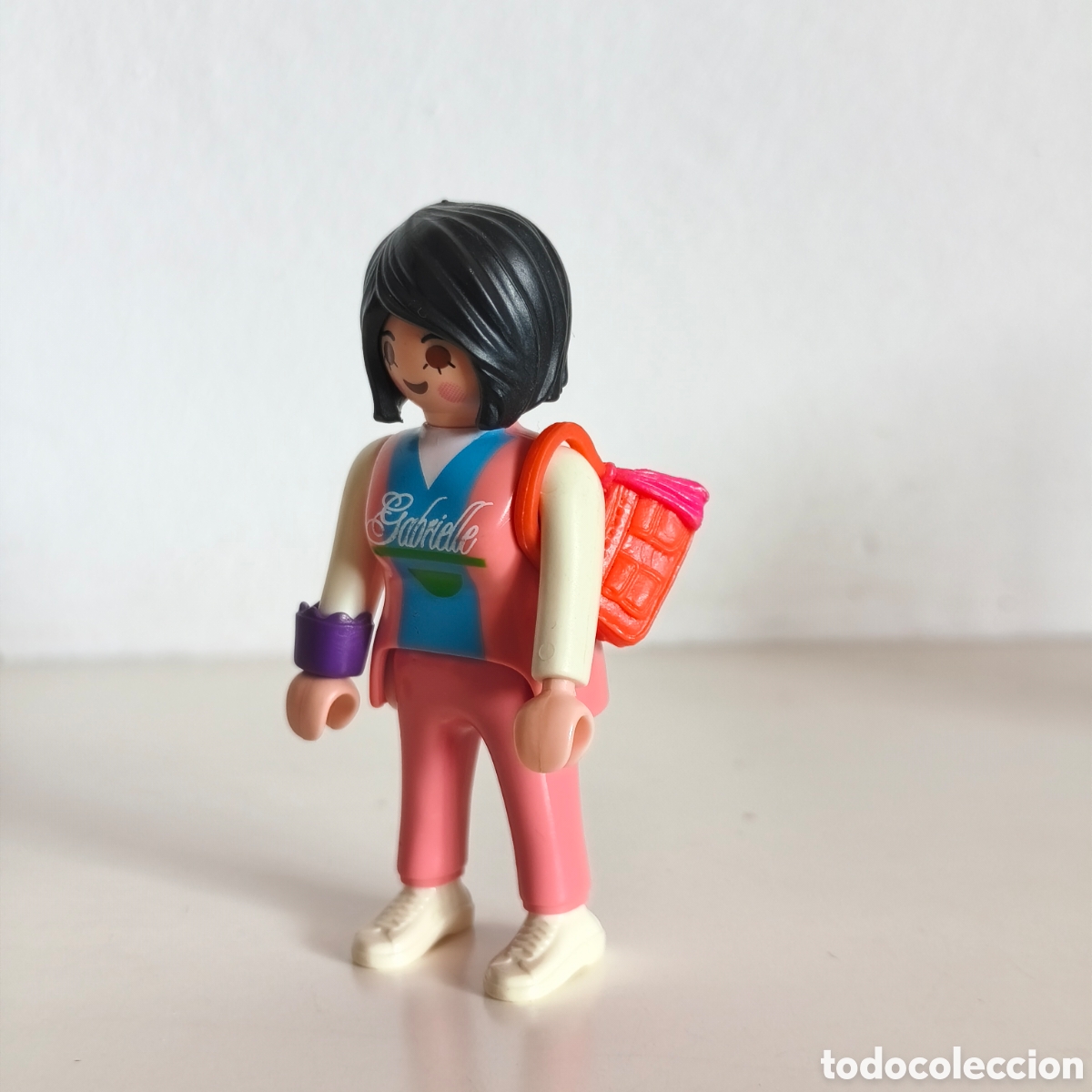Playmobil: Playmobil, mujer vestido rosa y bolso naranja