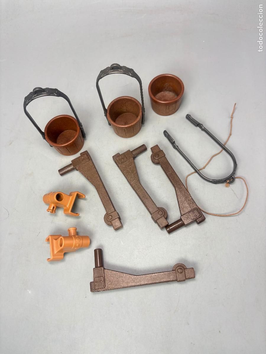 Playmobil: Playmobil lote cubo gris cuerda soporte torre castillo medieval