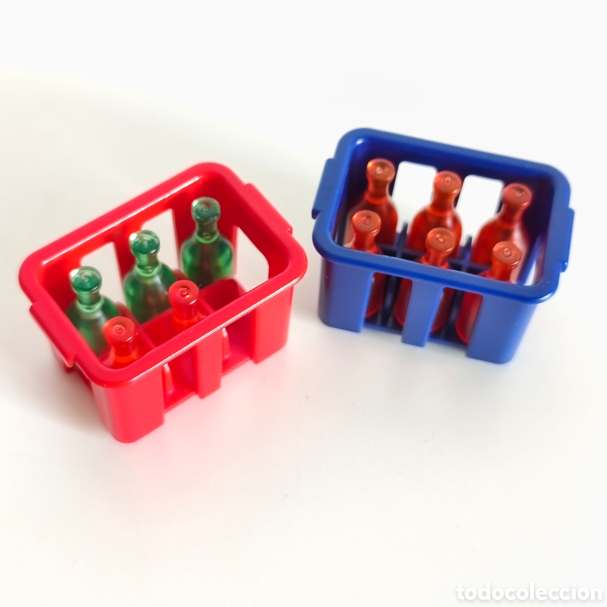 Playmobil: Playmobil, lote caja azul y roja con 3 botellas verdes y 8 rojas