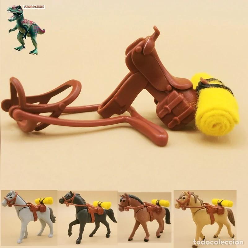 Playmobil: Playmobil conjunto caballo silla manta riendas western oeste vaquero soldado US confederado yankee