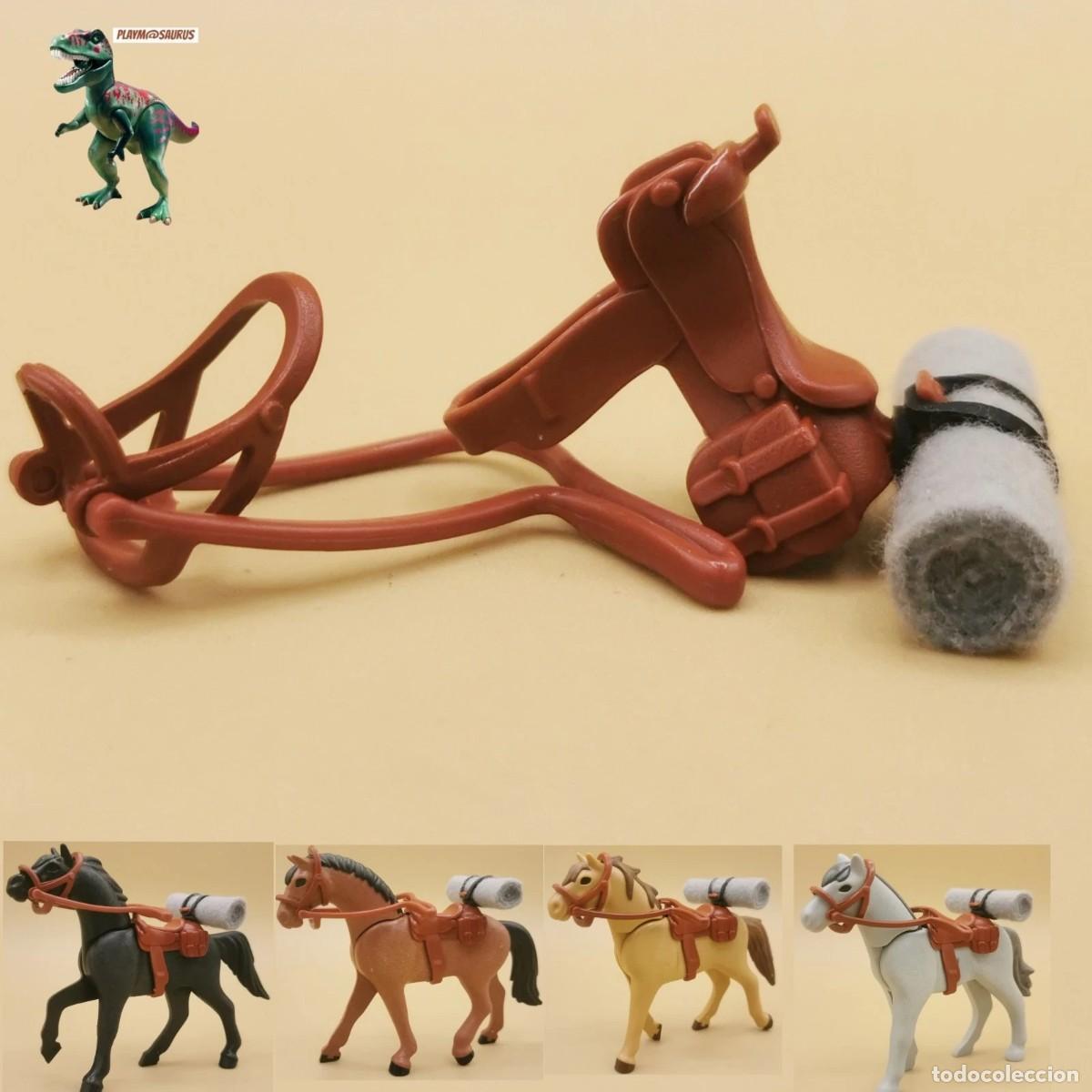 Playmobil: Playmobil conjunto caballo silla manta riendas western oeste vaquero soldado US confederado yankee