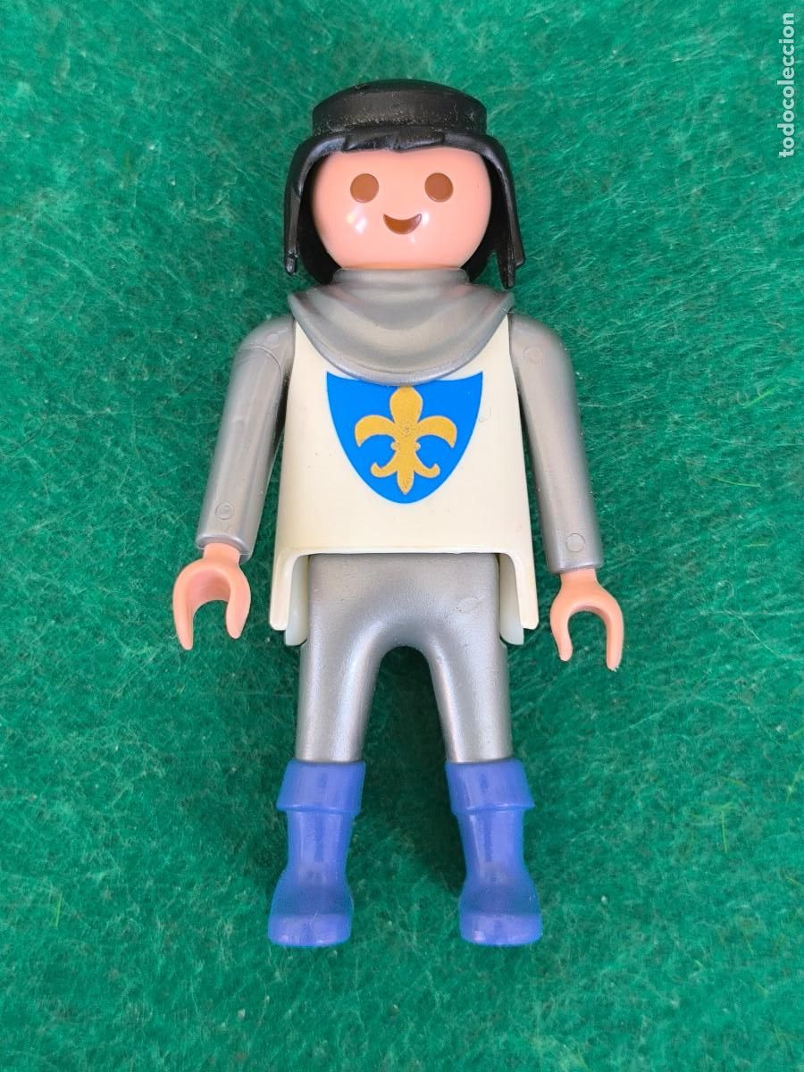 Playmobil: playmobil caballero medieval blanco azul plateado flor de lis dorada castillo torneo pr&iacute;ncipe viking