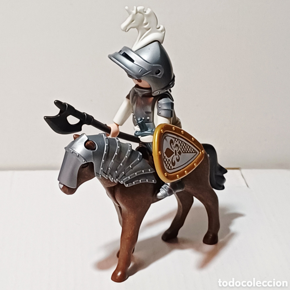 Playmobil: Figura Playmobil caballero medieval con caballo armadura escudo y hacha