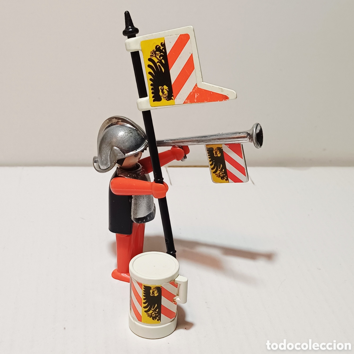 Playmobil: Figura Playmobil tamborilero soldado medieval tambor estandarte ref. 3380
