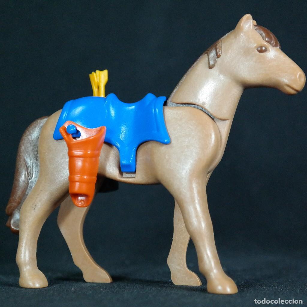 Playmobil: Playmobil caballo con montura azul carcajes y flechas ☼