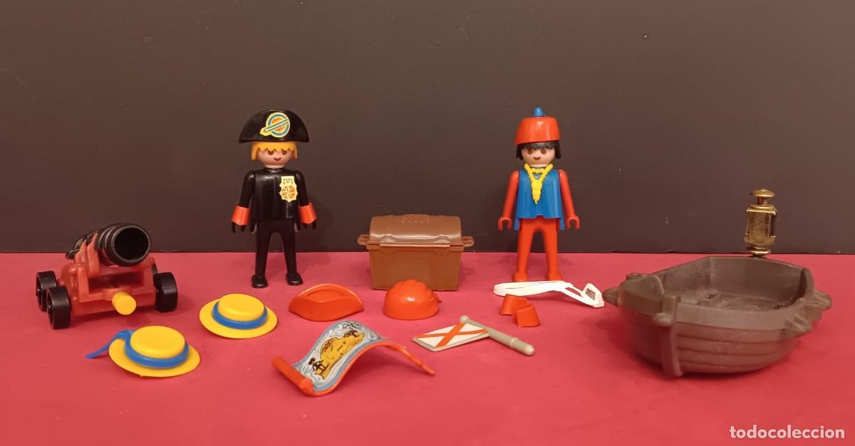 Playmobil: A2 FIGURAS PIRATAS REF 3410 FAMOBIL CON ACCESORIOS CA&Ntilde;ON MAPA COFRE BARCA A&Ntilde;OS 70