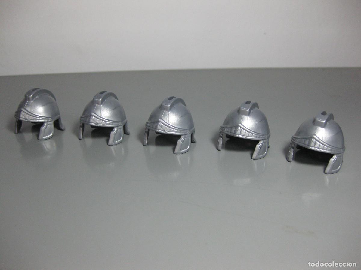 Playmobil: PLAYMOBIL lote 5 casco romano plata con hendidura para cepillo penacho