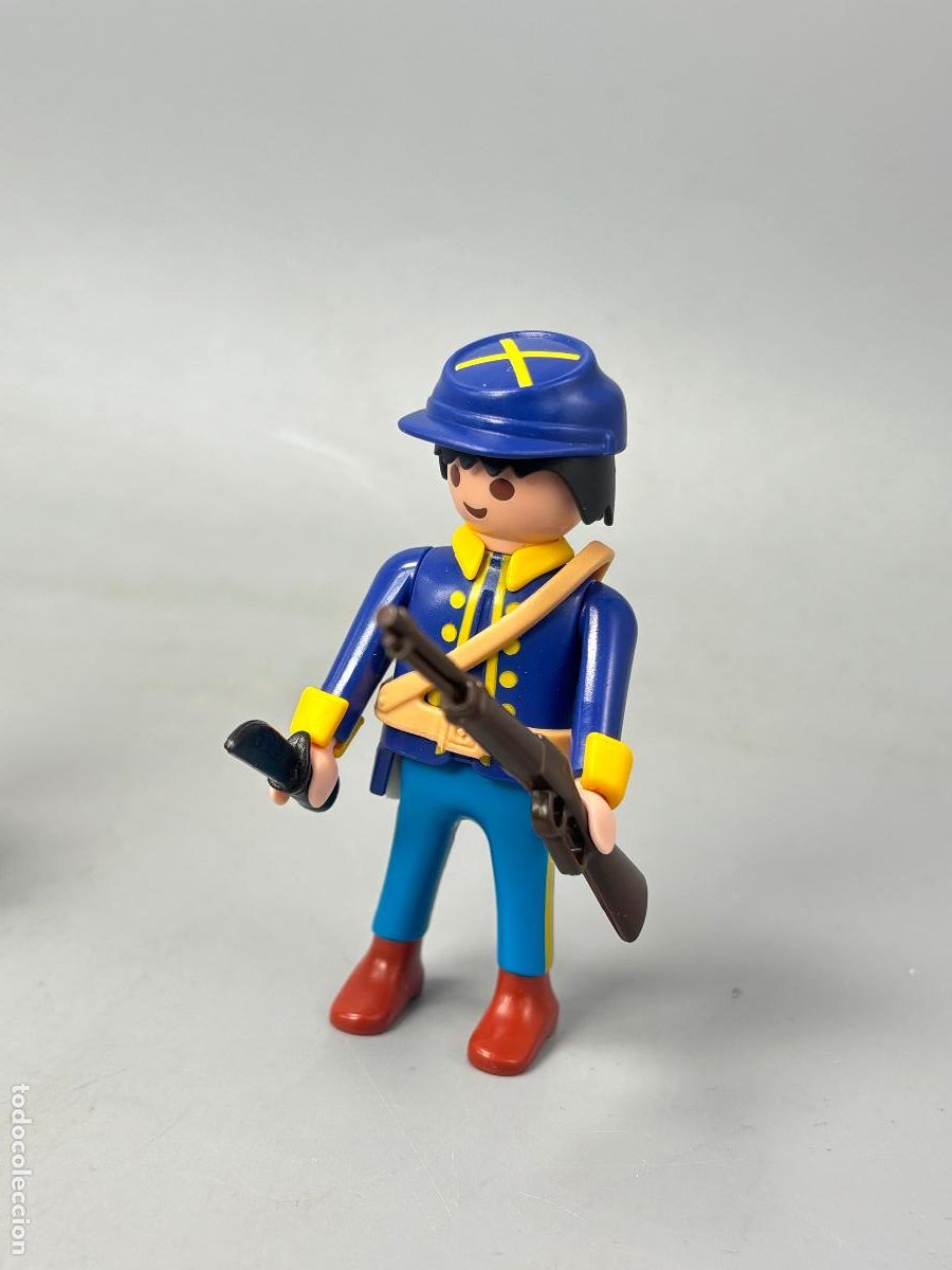 Playmobil: PLAYMOBIL figura soldado nordista con rifle artiller&iacute;a fuerte oeste
