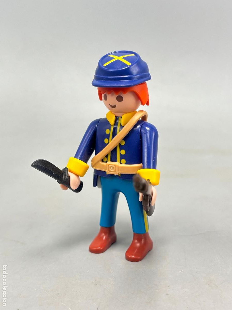 Playmobil: PLAYMOBIL figura soldado nordista con rifle artiller&iacute;a fuerte oeste