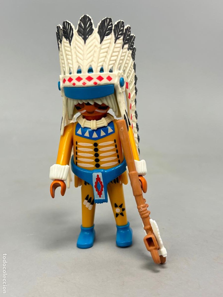 Playmobil: Playmobil 3870 figura jefe indio con pipa poblado indio