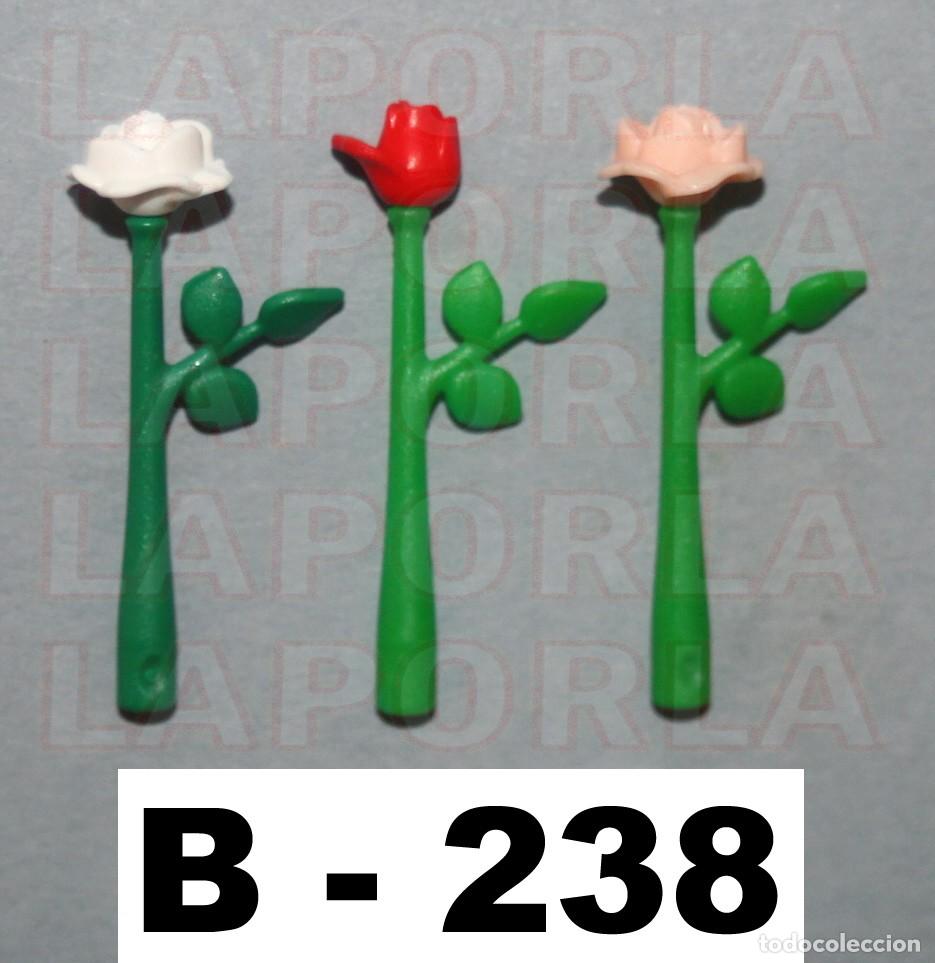 Playmobil: PLAYMOBIL 3 ROSAS EN TALLOS - HOGAR JARD&Iacute;N JARR&Oacute;N DECORACI&Oacute;N BODA REGALO (B-238)