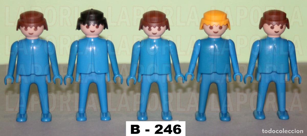 Playmobil: PLAYMOBIL 5 FIGURAS AZULES MANO FIJA 1&ordf; &Eacute;POCA (B-246)