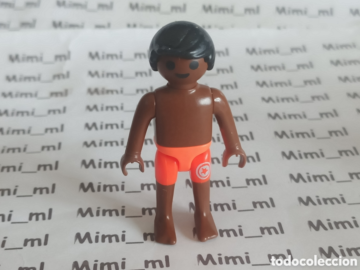 Playmobil: Playmobil figura ni&ntilde;o en ba&ntilde;ador negrito piscina vacaciones