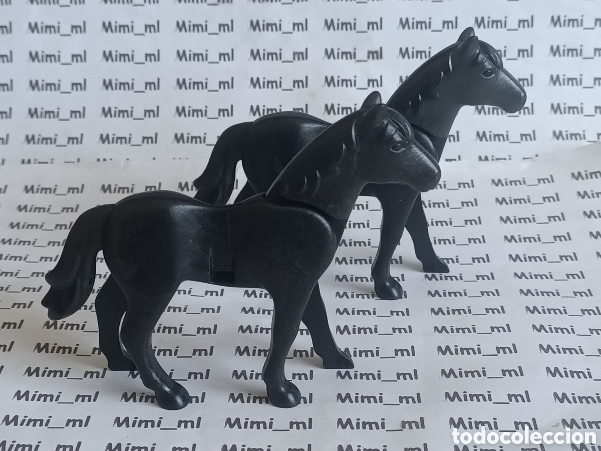 Playmobil: Playmobil 2 caballos negros segunda generaci&oacute;n animales western medieval oeste