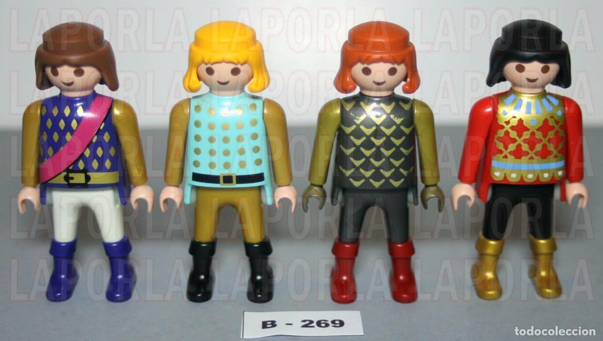 Playmobil: PLAYMOBIL 4 FIGURAS MEDIEVALES CORTE - REY PR&Iacute;NCIPE NOBLE CABALLERO (B-269)