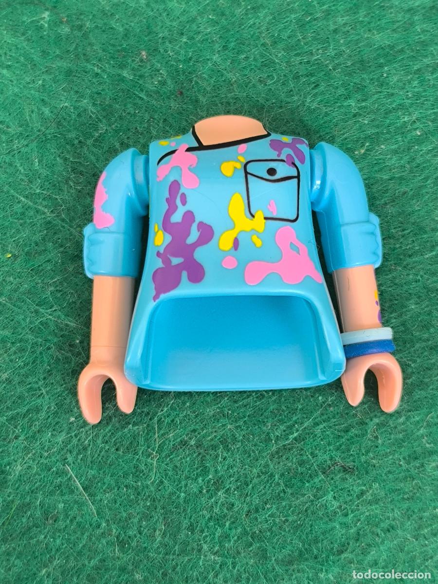 Playmobil: playmobil cuerpo torso femenino azul pastel colores con brazos arremangados pintora city