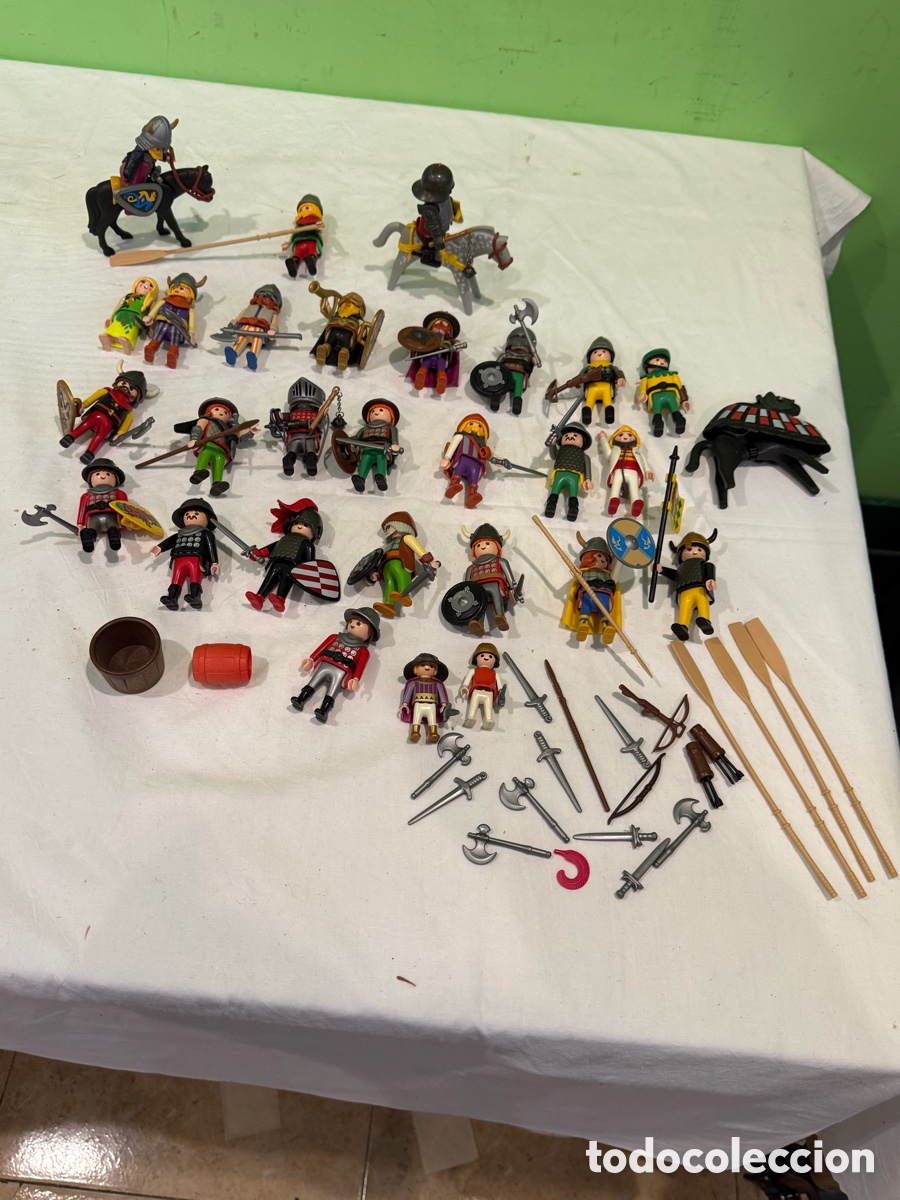 Playmobil: lote Playmobil medieval vintage caballeros vikingos soldados caballos y accesorios