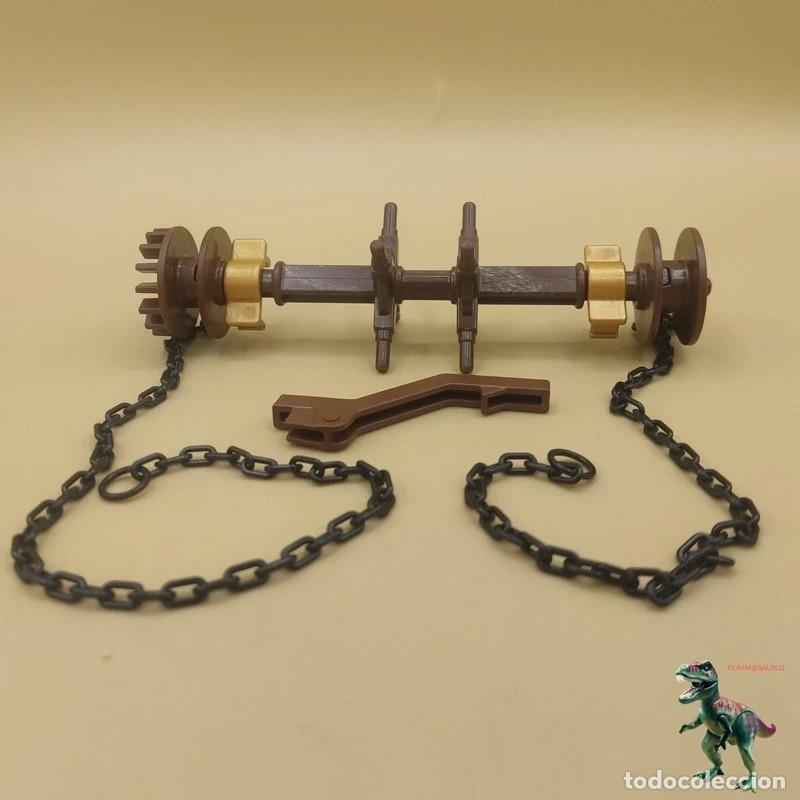 Playmobil: Playmobil castillo medieval 6001 4866 polea del puente levadizo completa engranaje sujeccion cadenas