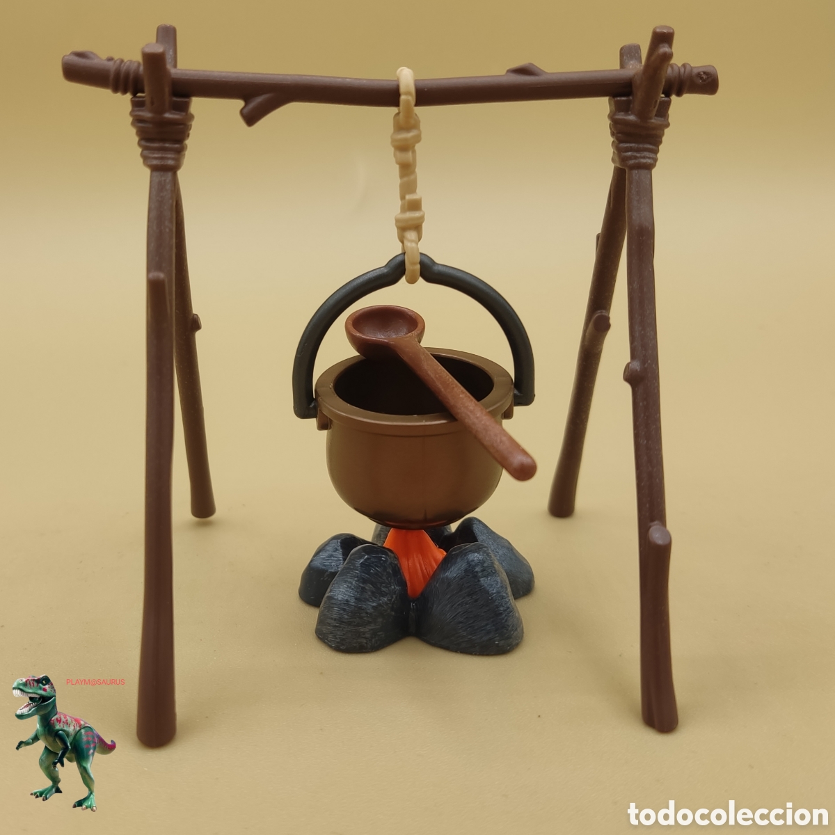Playmobil: PLAYMOBIL hoguera campamento puchero caldero western vaquero medieval mago bruja hechicero colgante