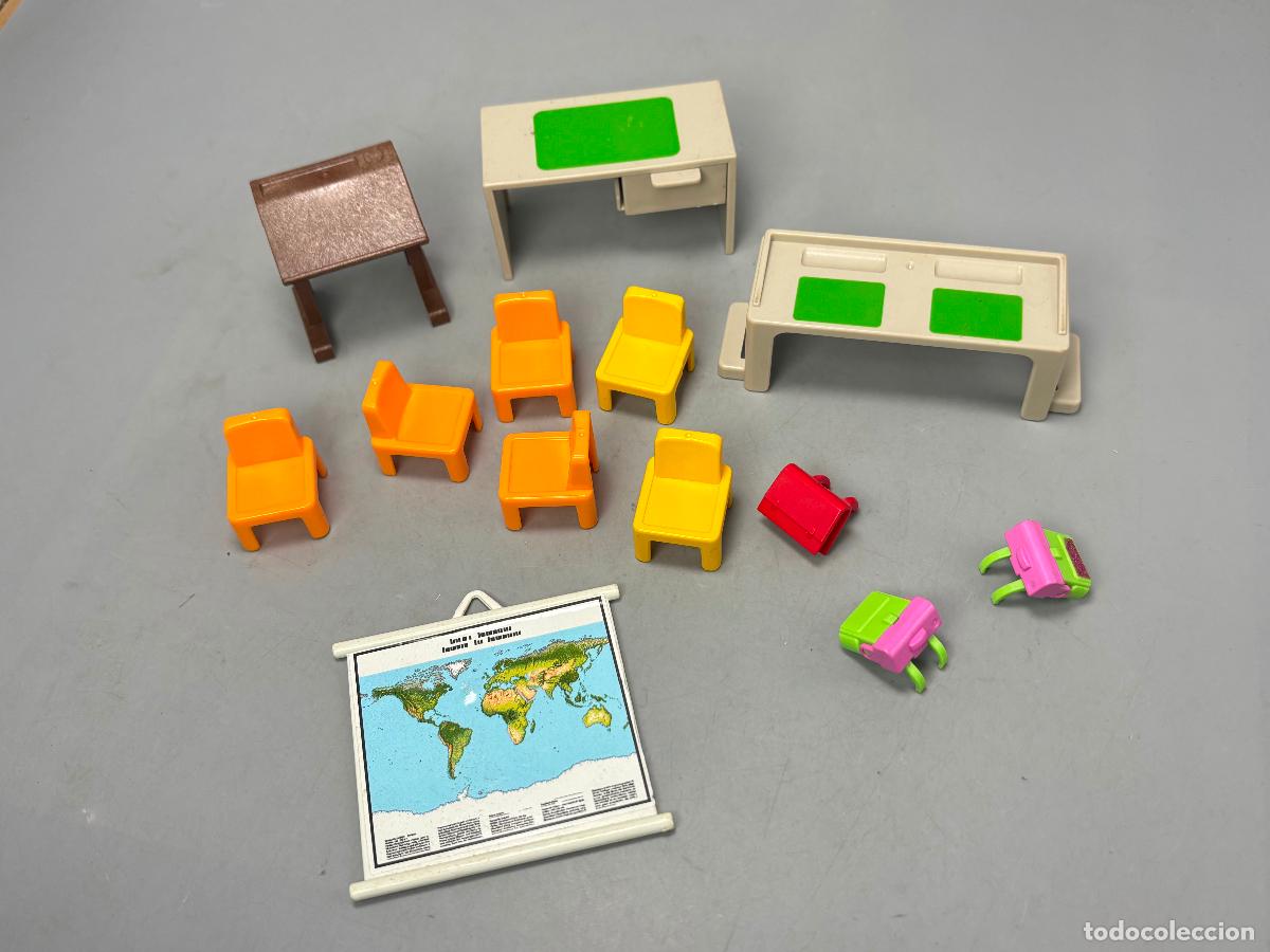 Playmobil: Playmobil lote muebles escuela mesa silla mapa