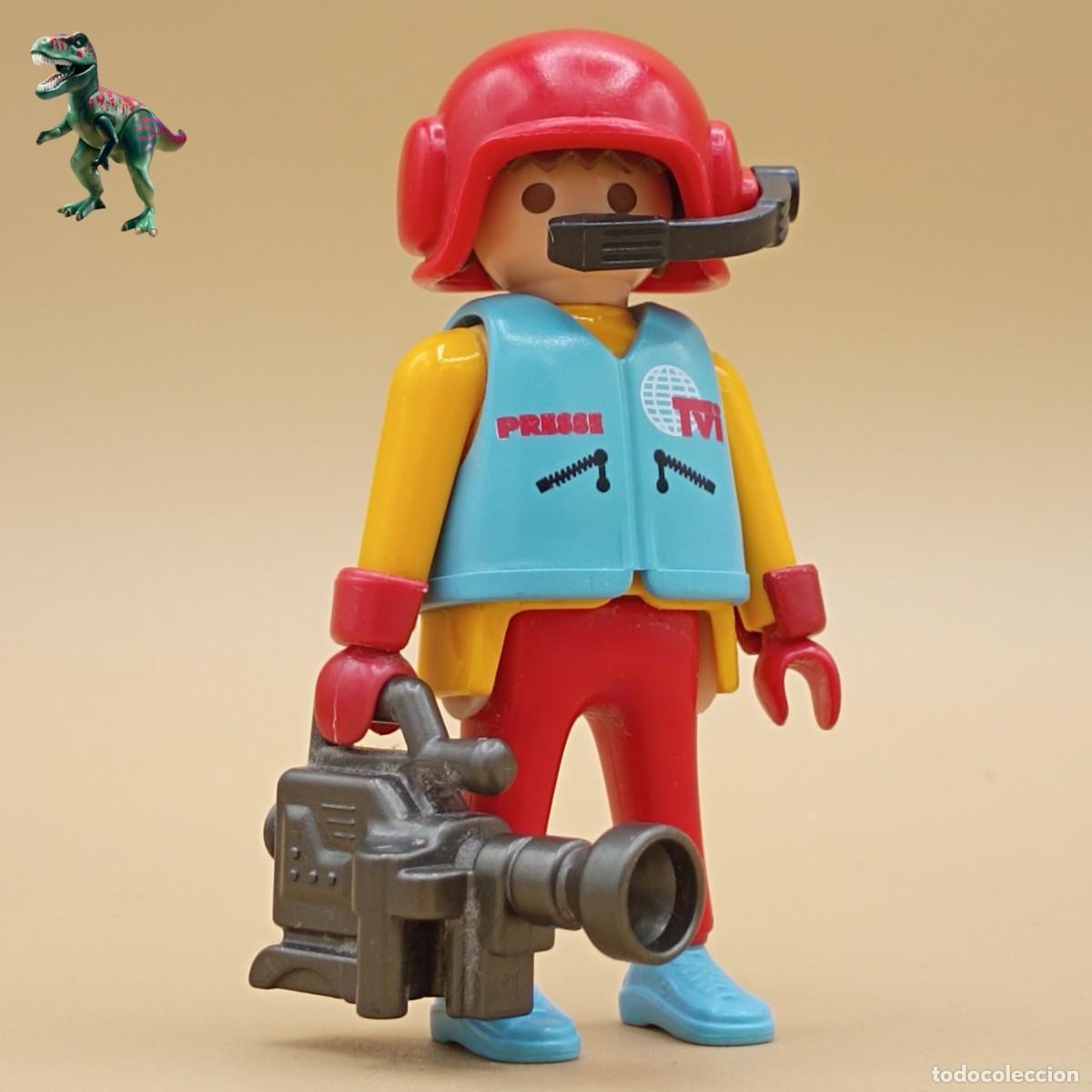 Playmobil: Playmobil figura hombre camara tvi periodista tv television motorista moto 3090 3847