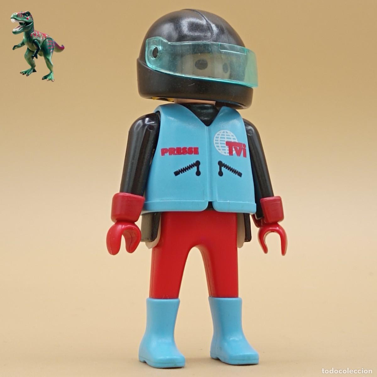 Playmobil: Playmobil figura hombre piloto tvi periodista tv television motorista moto 3090 3847