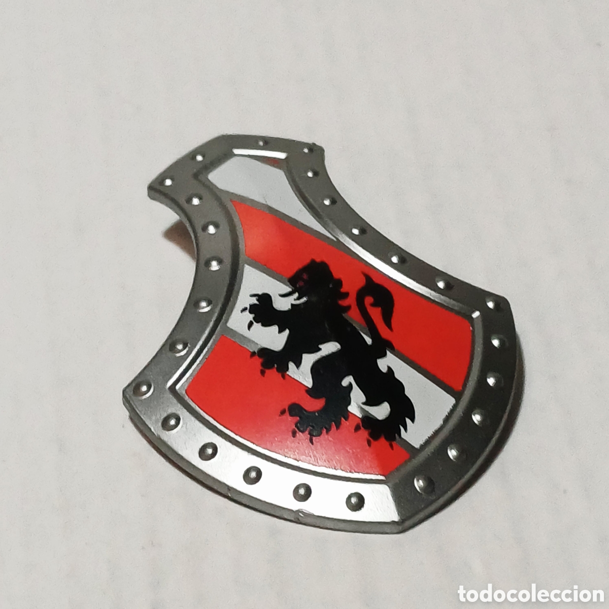 Playmobil: Pieza playmobil escudo medieval guerrero soldado leon rojo y negro