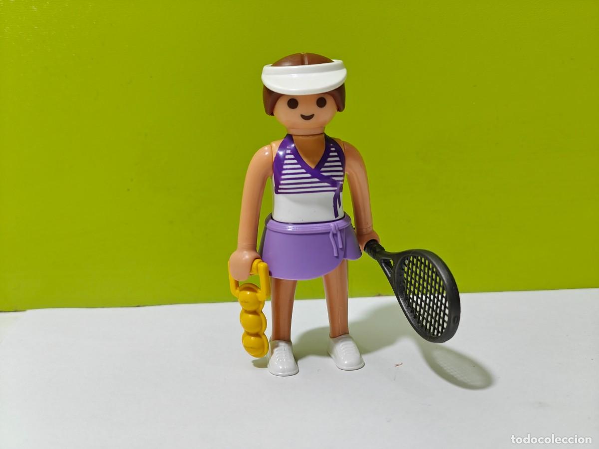 Playmobil: playmobil figura mujer tenista con raqueta, deportes, tenis, olimpiadas, competici&oacute;n, gimnasio