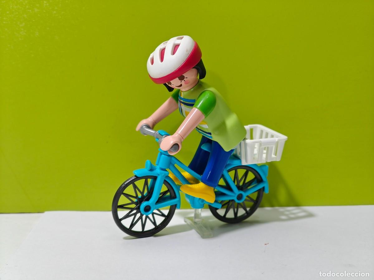 Playmobil: playmobil figura mujer en bicicleta, ciclista, monta&ntilde;a, mercado, colegio, casa, taller, city...