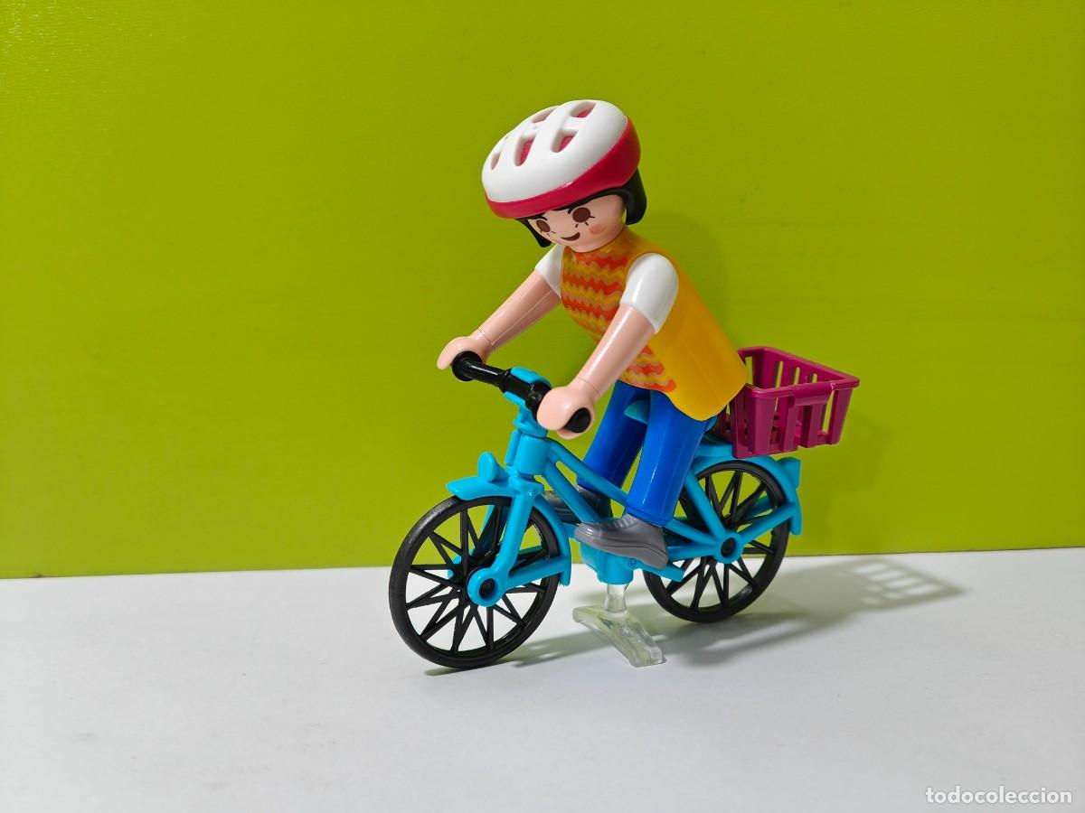 Playmobil: playmobil figura mujer en bicicleta, ciclista, monta&ntilde;a, mercado, colegio, casa, taller, city...