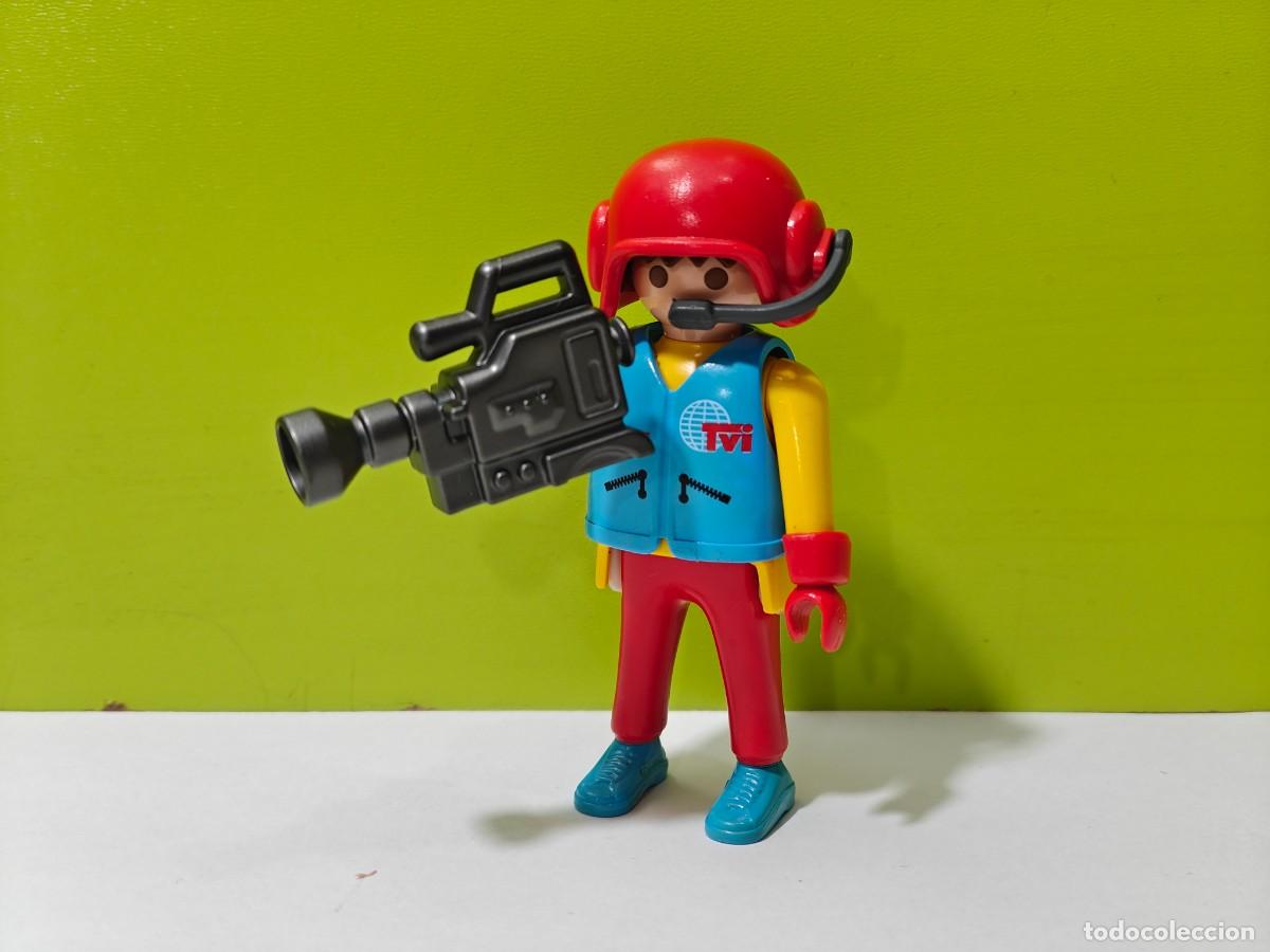 Playmobil: playmobil figura hombre reportero tvi con c&aacute;mara de grabaci&oacute;n, moto, plat&oacute;, rodaje, televisi&oacute;n, city
