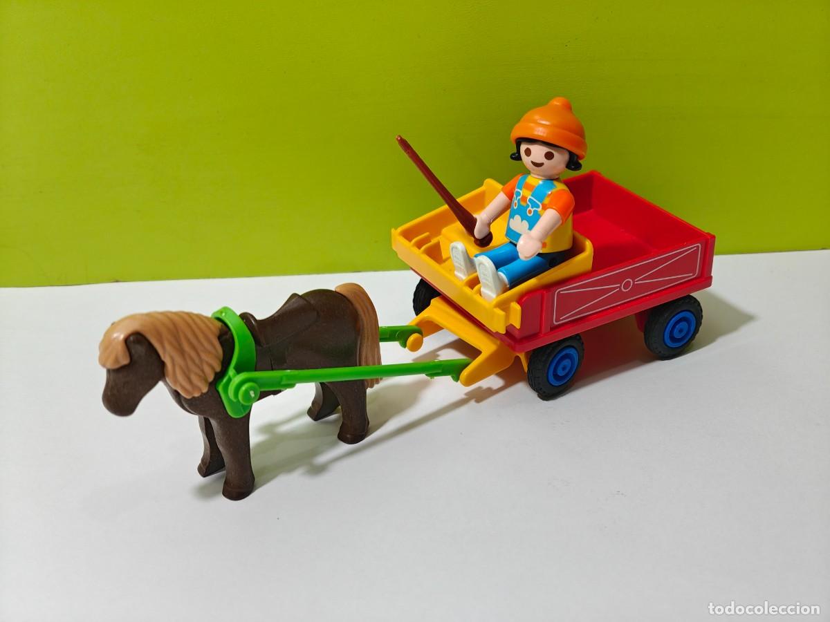 Playmobil: playmobil figura ni&ntilde;a en carro con pony, caballos, country, Heidi, granja, establo, huerto, city.